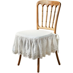 vintage法式复古椅子垫坐垫靠垫套家用四季薄款白色蕾丝边茶椅垫