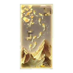 回族挂画入户玄关装饰画轻奢带灯竖版过道装饰壁画晶瓷画