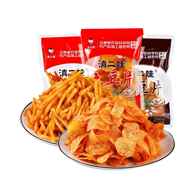 滇二娃农科院三口味原切土豆片薯片酥脆解馋追剧网红休闲小零食