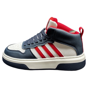 软底高帮鞋男款秋冬新款三道杠高邦板鞋高级感本命年红色潮牌男鞋