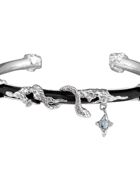 蛇年超帅单品 原创小众皮革手镯暗黑蛇星星高级冷淡皮绳男女手环