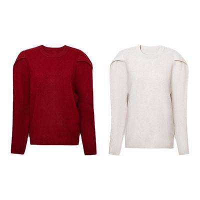 TOP家泡泡袖圆领套头羊毛针织