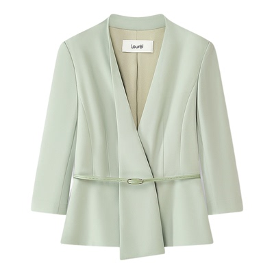 Laurel劳芮新款七分袖叠门襟收腰西装LWD366T13500