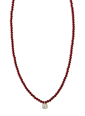 nicedream高品红珠锆石锁骨项链