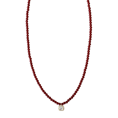 nicedream高品红珠锆石锁骨项链