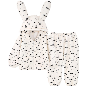 韩版ins网红珊瑚绒睡衣女秋冬季加厚保暖连帽学生家居服可外穿冬