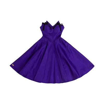 复古优雅紫色胸衣式收腰大摆裙