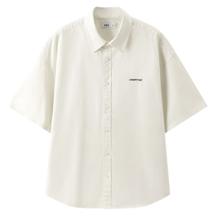 森马短袖衬衫男纯棉衬衣刺绣内搭上衣情侣款2025夏季新款宽松通勤