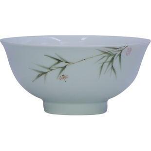 景德镇高温青白瓷面碗手绘釉下彩荷花竹子枇杷碗家用陶瓷碗大汤碗