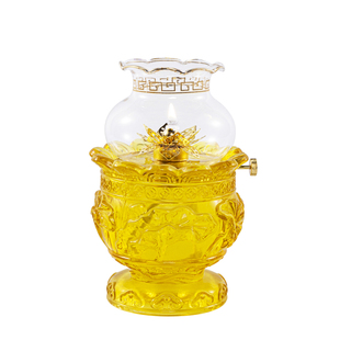 液体酥油灯防风长明灯家用佛前灯莲花玻璃调光油灯油灯灯盏寺庙灯