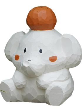 立象立项摆件原创大象吉祥如意中项目办公室可爱木雕生日礼物艾集