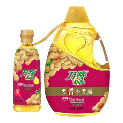 刀唛/Knife臻原香花生油4.68L+0.9L促销装物理压榨家用食用植物油