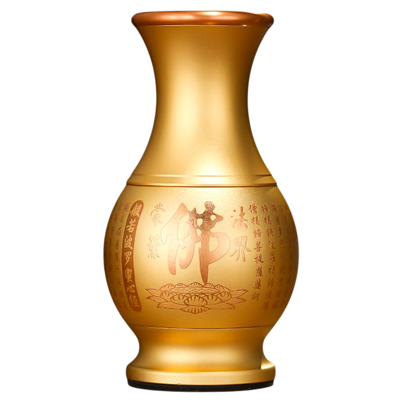 合金供佛花瓶家用观音瓶净水瓶佛台供花瓶心经寺庙大号插花瓶摆件
