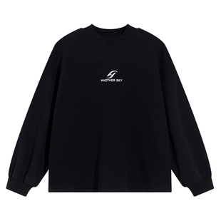 男童秋冬季黑色加绒半高领运动卫衣2025新款儿童加厚宽松内搭上衣