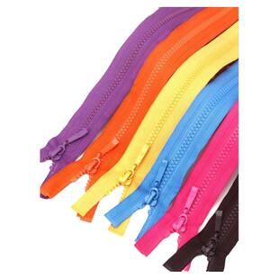 5号三力牌树脂70厘米单头彩色拉链羽绒服大衣棉服箱包带锁防滑