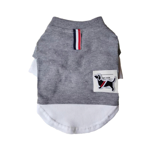时尚狗狗衣服中小型犬西施马尔泰雪纳瑞比熊泰迪卡通假两件棉短袖