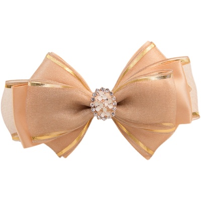 大气香槟色蝴蝶结发夹绢纱头花