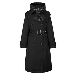 sdeer圣迪奥冬装个性高领连帽双排扣收腰长款羽绒服女S21482425