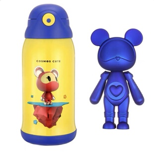 星际熊官方可爱卡通儿童男女学生饮水杯不锈钢吸管保温杯-送摆件
