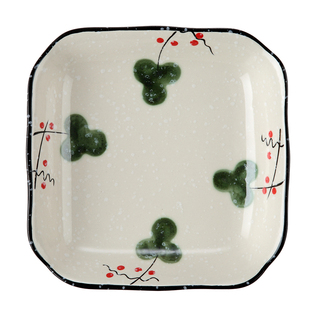 釉下彩陶瓷碗盘子餐具套装色釉家用圆盘碟四方盘子菜盘安全健康瓷