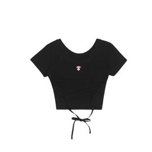 Aape旗舰店女装春夏绑带简约印花圆领修身短款短袖T恤1303XXK