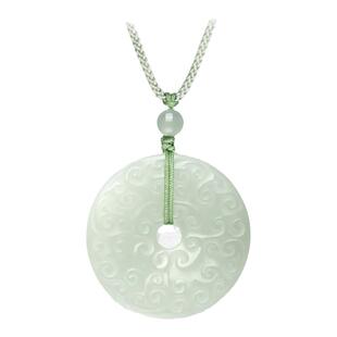 周大生和田玉平安扣吊坠玉石祥云项链挂坠带编绳情人节礼物送女友