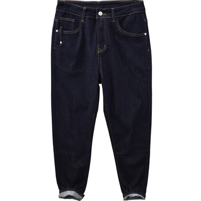 复古水洗做旧直筒牛仔休闲裤