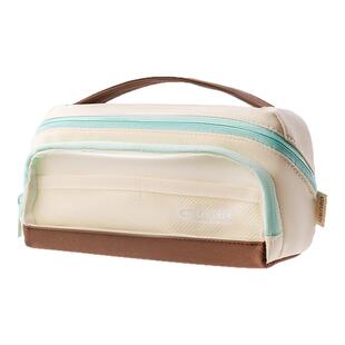 得力趣存透明橱窗吧唧痛包笔袋二次元手拎高颜值高中男生初中女孩子文具收纳袋大容量好看分层学生铅笔文具盒