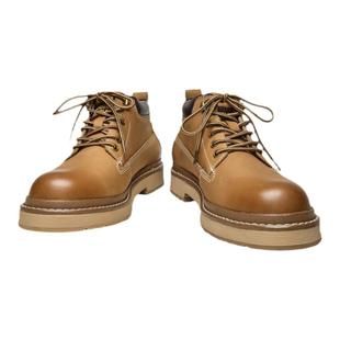 BeauToday软皮美式马丁靴男款英伦风厚底中帮皮鞋复古工装靴反绒