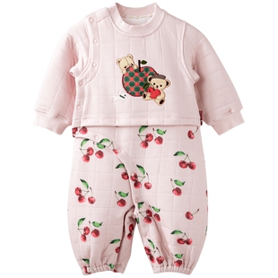 [樱之季节]aqpa爱帕婴儿衣服宝宝夹棉连体衣秋冬保暖哈衣外出可爱