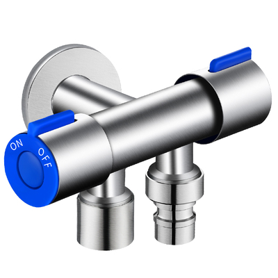 一进二出角阀三通4分双控分流器马桶分水器三角阀一分二水阀开关