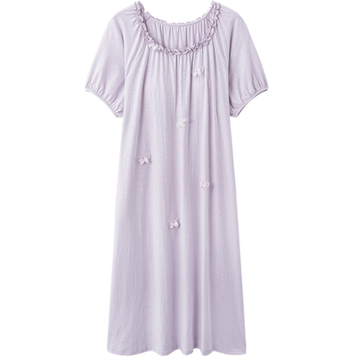 思莉太太竹节棉独特绝美紫色睡裙