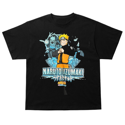 NARUTO UZUMAKI火影忍者美式动漫古着风潮流落肩Cityboy短袖T恤棉