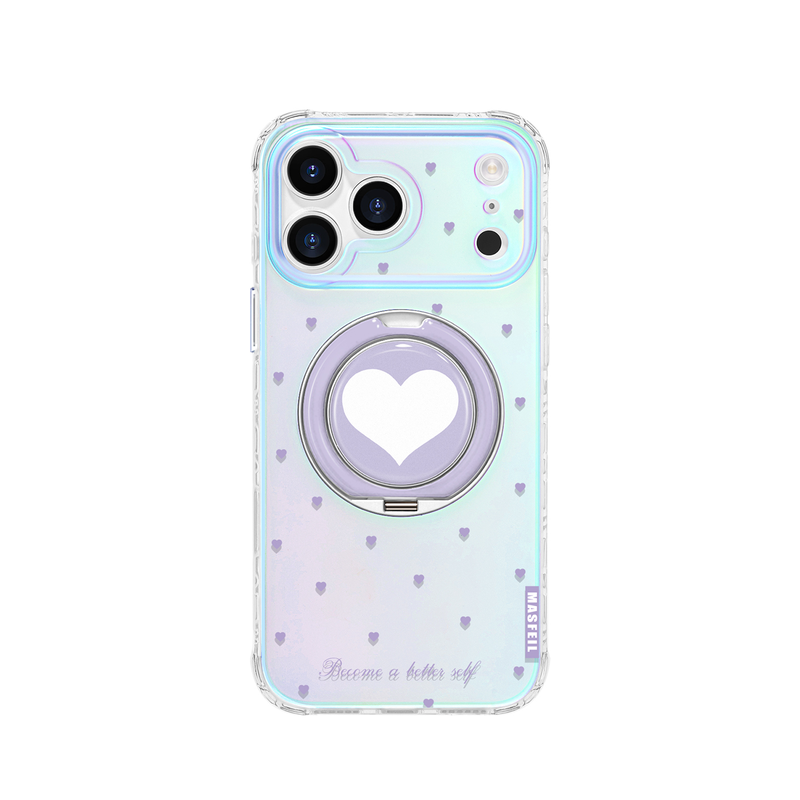 MASFEIL × 紫色小爱心适用苹果17Promax手机壳新款Lo9带支架iPhone16Pro保护套ip15高级14支点可爱13pm好看