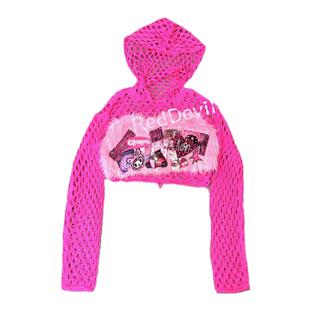 【AGD】RedDevil亚文化remake千禧毛毛抹胸针织上衣亚比涩谷辣妹