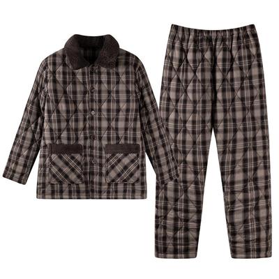 中老年人爸爸睡衣男冬季三层