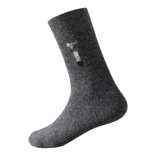 七匹狼羊毛袜子男中筒加绒加厚防寒保暖袜冬季男士厚款毛绒长袜子