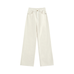 【白蜡】亲肤植绒加厚软垂显瘦经典百搭高腰修胯直筒牛仔裤-5970