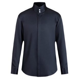 高级感流光绸缎立领衬衫男款长袖新中式优雅国风唐装衬衣结婚礼服