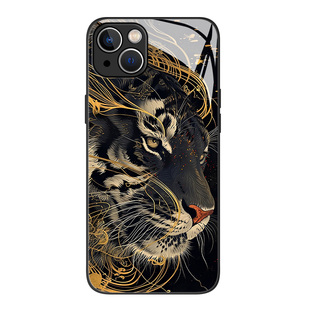 黑金老虎适用iqoo12手机壳13/iqooneo9中国风11s新中式10pro玻璃noe7se新款z8高级感6国潮vivo爱酷5黑色3男生