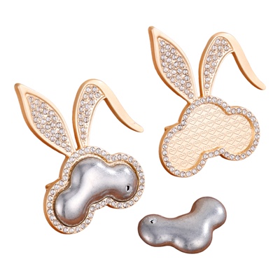 新年瑞兽兔子宋锦螺钿胸针底托