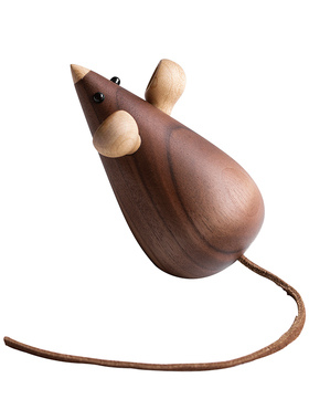 木质老鼠桌面创意摆件