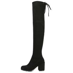 猪二哥2025年冬新款长靴女过膝5050长筒靴瘦腿弹力内增高靴子粗跟