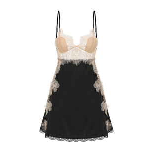 「LA」情迷之夜*法式禁欲性感睡衣约会纯欲薄款拼接蕾丝吊带睡裙