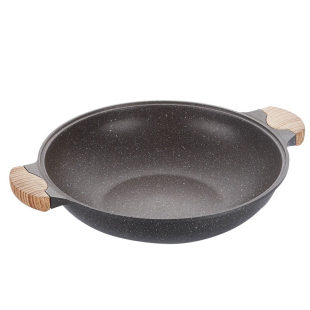 麦饭石炒锅家用商用不粘锅双耳蛙鱼头干锅焖锅燃气电磁炉专用防烫