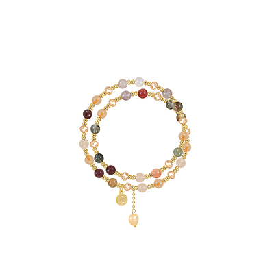 双层茶晶串珠手链小众精致手饰