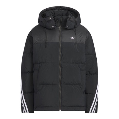 阿迪达斯三叶草男连帽面包羽绒服