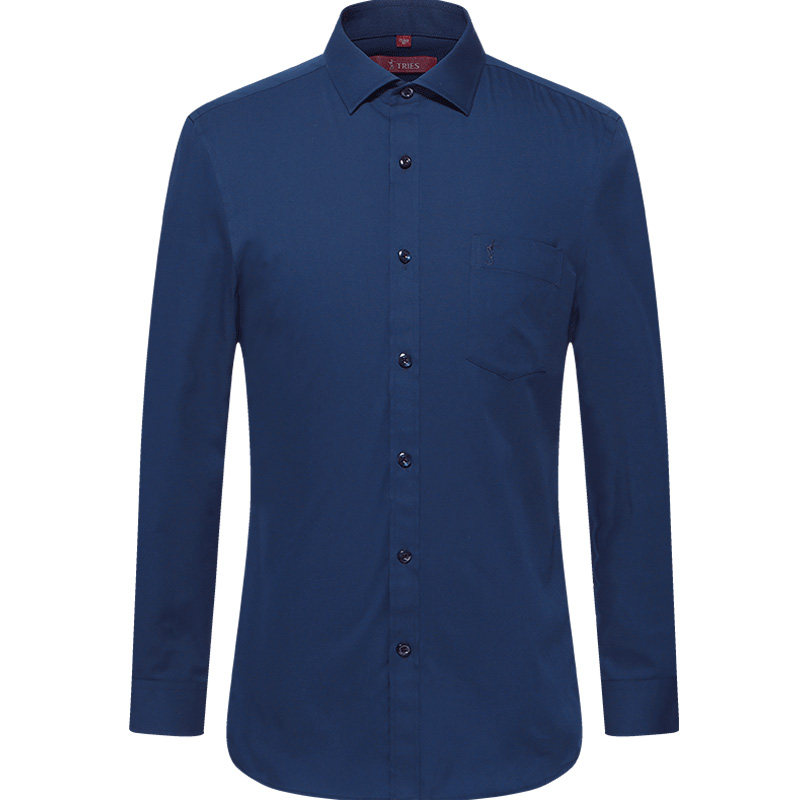 才子男装官方男士长袖衬衫商务新款韩版修身纯色衬衣免烫