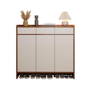 三梦全实木鞋柜入户门家用门口收纳柜一体靠墙2025新款楼道外鞋架