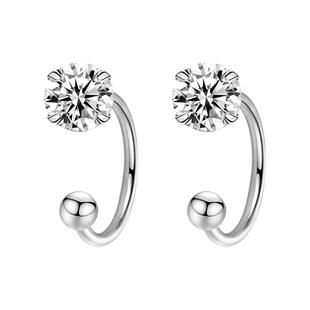 纯银镶钻耳钉女精致时尚气质耳饰百搭简约螺丝设计感防丢免摘新款
